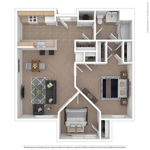 Floor plan for 2 beds, 1 bath, 825 sqft
